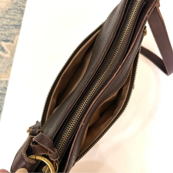 Lucky Brand Brown on Brown Studded Leather Crossbody Bag - Picture 7 of 10